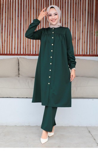 2061Mg Costume Hijab Froncé Vert Émeraude 9286