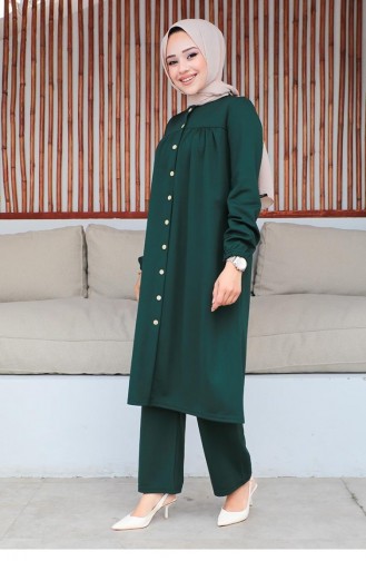 2061Mg بدلة حجاب مجمعة باللون الأخضر الزمردي 9286