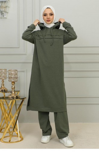 2071Mg Long Tunic Sports Suit Khaki 9858