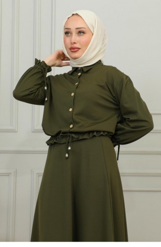 2068Mg Costume Hijab À Lacets Kaki 9868