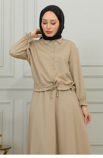 2068Mg Lace-Up Hijab Suit Mink 9871