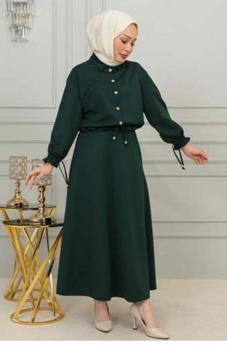 2068Mg Hijab-Anzug Mit Schnürung In Smaragdgrün 9872