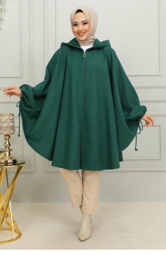 0505Sgs Hooded Hijab Poncho Emerald Green 9877