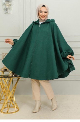 0505Sgs Hooded Hijab Poncho Emerald Green 9877