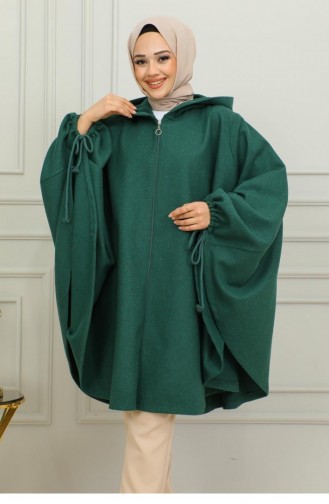 0505Sgs Hooded Hijab Poncho Emerald Green 9877