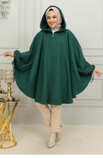 0505Sgs Hooded Hijab Poncho Emerald Green 9877