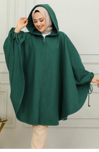 0505Sgs Hooded Hijab Poncho Emerald Green 9877