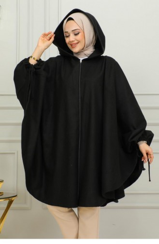 0505Sgs Hijab-poncho Met Capuchon Zwart 9880