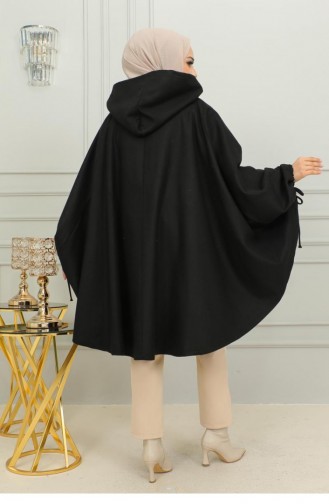 0505Sgs Poncho Hijab À Capuche Noir 9880