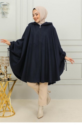 0505Sgs Poncho Hijab À Capuche Bleu Marine 9881