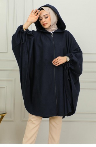 0505Sgs Poncho Hijab À Capuche Bleu Marine 9881