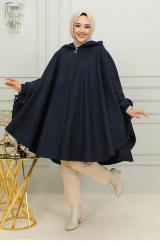 0505Sgs Poncho Hijab À Capuche Bleu Marine 9881