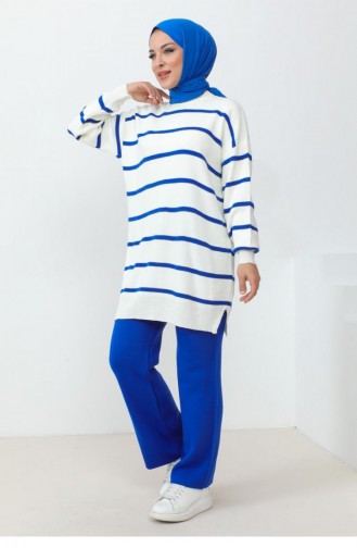 0068Mp Rundhals-Strickanzug Saks Blue 9896