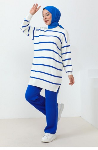 0068Mp Rundhals-Strickanzug Saks Blue 9896
