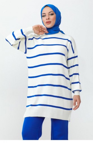 0068Mp Rundhals-Strickanzug Saks Blue 9896