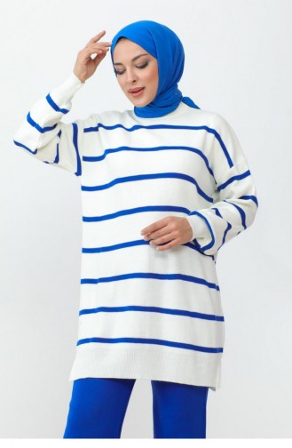 0068Mp Rundhals-Strickanzug Saks Blue 9896