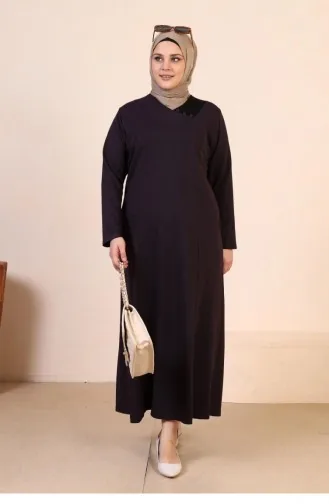 Großes Damen-Mutterkleid Aus Wabenstoff-Jacquard 4756 Pflaume 4756.Mürdüm
