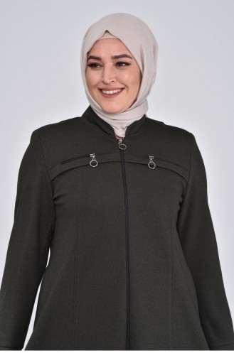 Women`s Large Size Zippered Winter Coat Topcoat 5119 Khaki 5119.Haki