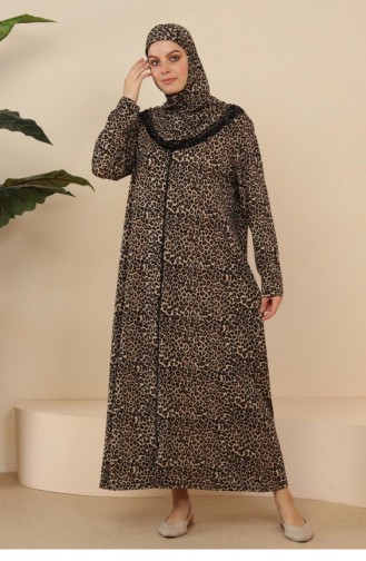 Großes Damen-Gebetskleid Mit Vollständiger Hijab-Kleidung 7028 Leopard 7028.Leopar