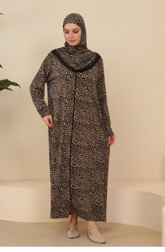 Großes Damen-Gebetskleid Mit Vollständiger Hijab-Kleidung 7028 Leopard 7028.Leopar