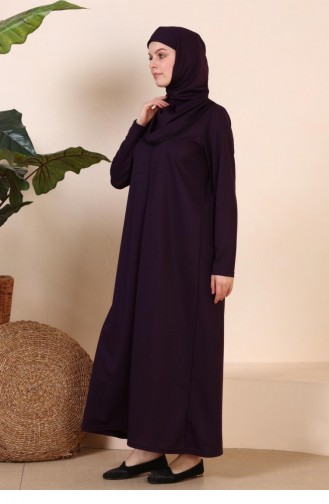 Women`s Large Size Full Hijab Clothing Prayer Dress 7028 Purple 7028.Mor