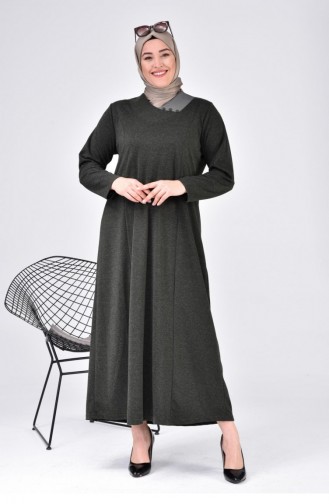Großes Damen-Mutterkleid Mit Mondkragen Langer Hijab 8107 Khaki 8107.Haki