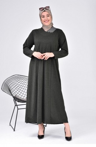 Robe Mère Longue à Col Lunaire Pour Femmes Grande Taille Hijab 8107 Kaki 8107.Haki