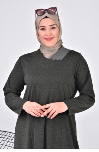 Großes Damen-Mutterkleid Mit Mondkragen Langer Hijab 8107 Khaki 8107.Haki