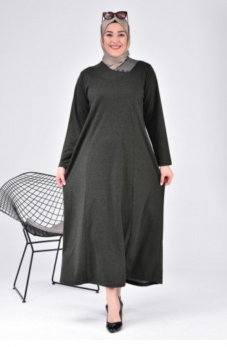 Women`s Large Size Moon Collar Mother Dress Long Hijab 8107 Khaki 8107.Haki