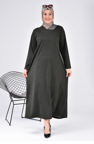 Robe Mère Longue à Col Lunaire Pour Femmes Grande Taille Hijab 8107 Kaki 8107.Haki