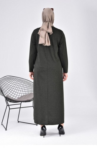 Robe Mère Longue à Col Lunaire Pour Femmes Grande Taille Hijab 8107 Kaki 8107.Haki