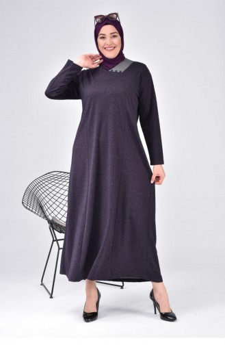 Großes Damen-Mutterkleid Mit Mondkragen Langer Hijab 8107 Pflaume 8107.Mürdüm