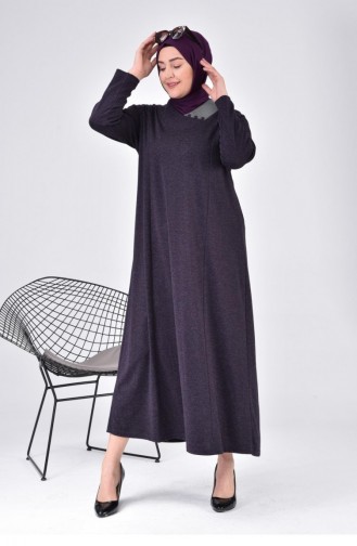 فستان الأم بياقة على شكل قمر مقاس كبير للنساء حجاب طويل 8107 برقوق 8107.Mürdüm