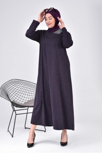 Großes Damen-Mutterkleid Mit Mondkragen Langer Hijab 8107 Pflaume 8107.Mürdüm