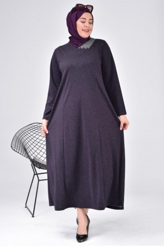 Großes Damen-Mutterkleid Mit Mondkragen Langer Hijab 8107 Pflaume 8107.Mürdüm