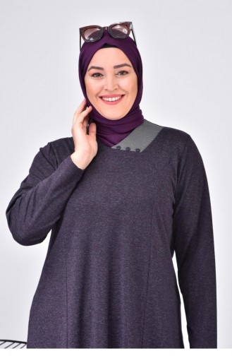 Großes Damen-Mutterkleid Mit Mondkragen Langer Hijab 8107 Pflaume 8107.Mürdüm