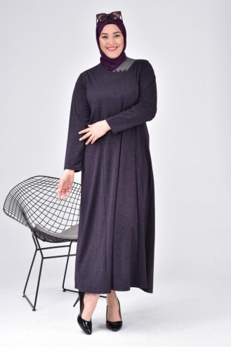 Großes Damen-Mutterkleid Mit Mondkragen Langer Hijab 8107 Pflaume 8107.Mürdüm