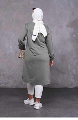 Lange Hijab-Tunika Aus Zweifädig Gekämmter Baumwolle Für Damen In Großer Größe 8142 Mintgrün 8142.Mint Yeşili