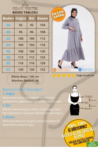 Großes Hijab-Kleid Für Damen Mit Gerüschten Schultern 8207 Grau 8207.Gri