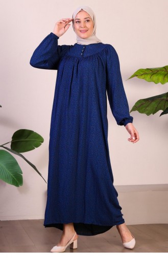 Women`s Long Plus Size Mother Dress Summer Hijab Clothing 8226 Blue 8226.Mavi