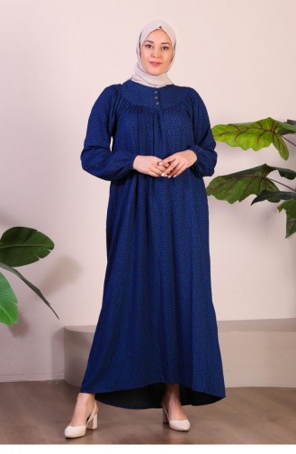 Women`s Long Plus Size Mother Dress Summer Hijab Clothing 8226 Blue 8226.Mavi