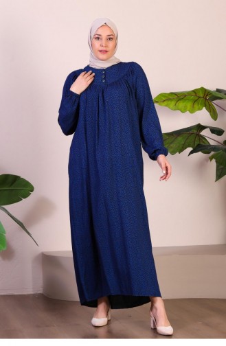 Women`s Long Plus Size Mother Dress Summer Hijab Clothing 8226 Blue 8226.Mavi