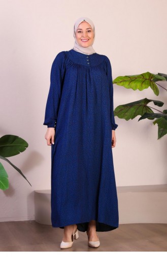 Women`s Long Plus Size Mother Dress Summer Hijab Clothing 8226 Blue 8226.Mavi