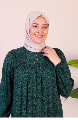 Women`s Long Plus Size Mother Dress Summer Hijab Clothing 8226 Green 8226.Yeşil