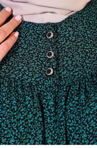 Kadın Uzun Buyuk Beden Anne Elbise Yazlik Tesettur Giyim 8226 Yeşil
