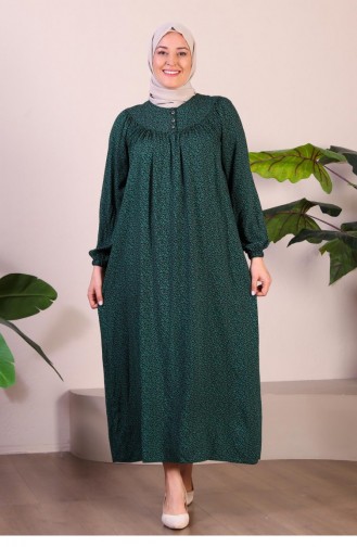 Women`s Long Plus Size Mother Dress Summer Hijab Clothing 8226 Green 8226.Yeşil