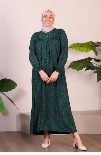 Women`s Long Plus Size Mother Dress Summer Hijab Clothing 8226 Green 8226.Yeşil