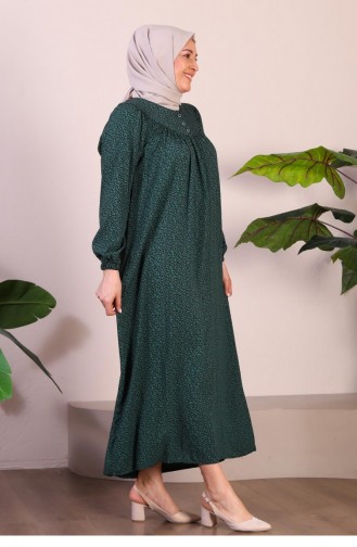 Women`s Long Plus Size Mother Dress Summer Hijab Clothing 8226 Green 8226.Yeşil