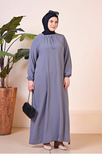 فستان أيروبين طويل للأم مقاس كبير للنساء 8408 1 رمادي 8408-1.Gri