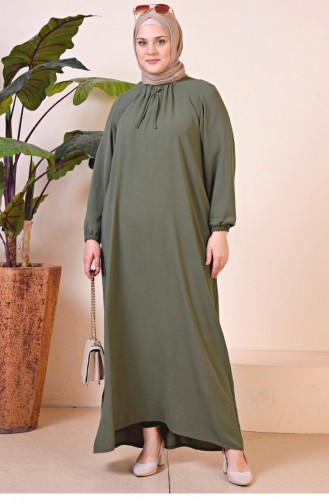 Lange Moederjurk Ayrobin Grote Maten Dames 8408 1 Kaki 8408-1.Haki